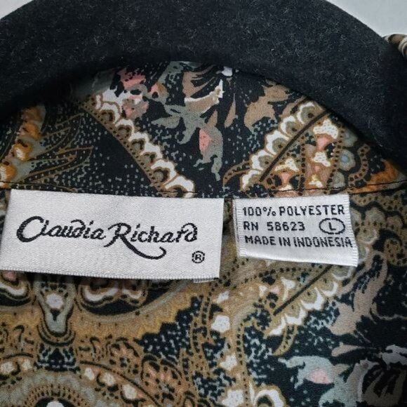 Claudia Richard Vintage Long Sleeves Button up Paisley Print Blouse Size Large - Picture 4 of 11